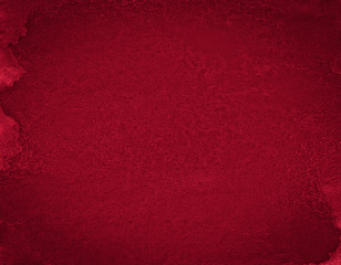 Fototapeta premium Rich burgundy watercolor frame with with bizarre natural divorces and stripes. Abstract background for design, layouts and patterns.