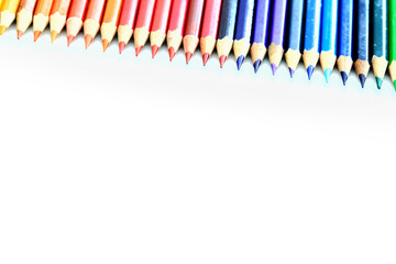 rainbow pencil colors line diagonally signify movement and creativity. art multicultural and...
