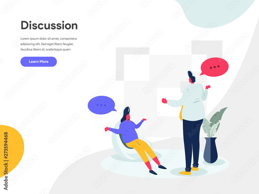 Poster discussion illustration concept. modern flat design concept of web page design for website and mobil
