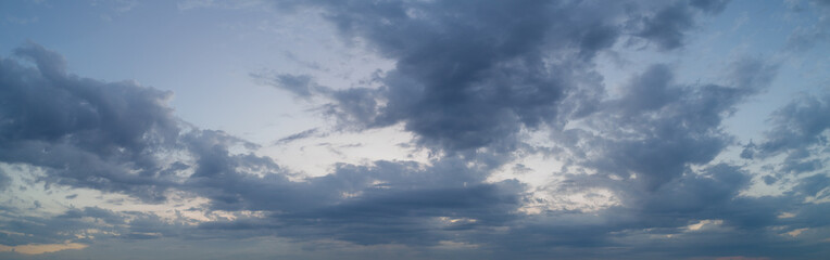 Panorama of blue sky with light clouds