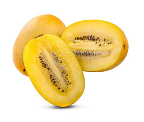 yellow gold kiwi fruit on a white background