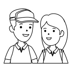 Fototapeta premium young boy with sport cap and cute woman