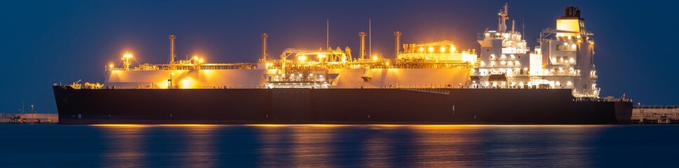 LNG tanker during the supply of liquefied gas to the LNG terminal in Swinoujscie in Poland