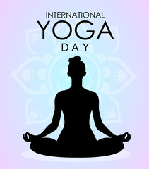 illustration of woman doing asana for International Yoga Day on 21st June - banner	