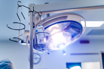 Fototapeta na wymiar Lamp in operating room in hospital. Modern equipment in operating room.