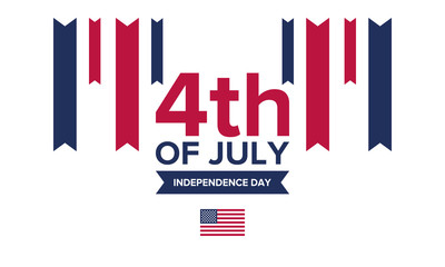 Independence Day in United States. Fourth of July. Federal holiday, celebrated annual in 4 July. Birthday USA as a free country. Patriotic design. Poster, greeting card, banner and background. Vector