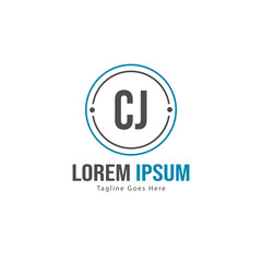Initial CJ logo template with modern frame. Minimalist CJ letter logo vector illustration