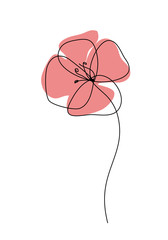 Poppies line continuous line drawing. Editable vector line. Abstract minimal floral logo, icon, emblem.