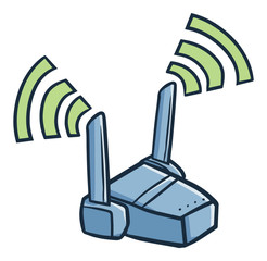 Funny and cute router in cartoon style - vector