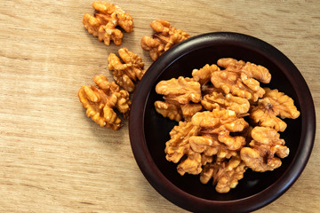close up  peeled Walnuts , Juglans regia  , an excellent source of several vitamins and a minerals for Health Benefits