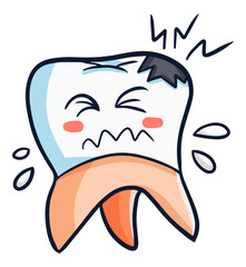 Cute and funny teeth get sick - vector