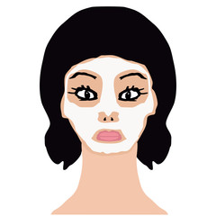 White cosmetic mask on the face. Infographics. Vector illustration on isolated background.