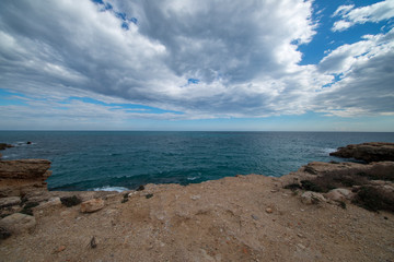 The sea in Calafat on the darted coast of Tarragona