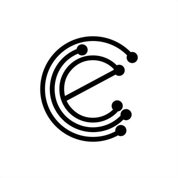 simple e, cce, cec initials geometric network line and digital data logo