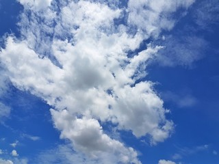  Blue sky and large white clouds