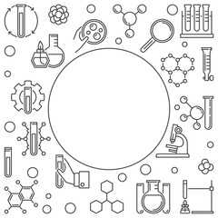 Chemistry Science minimal frame with empty space. Vector illustration made with chemical outline concept icons