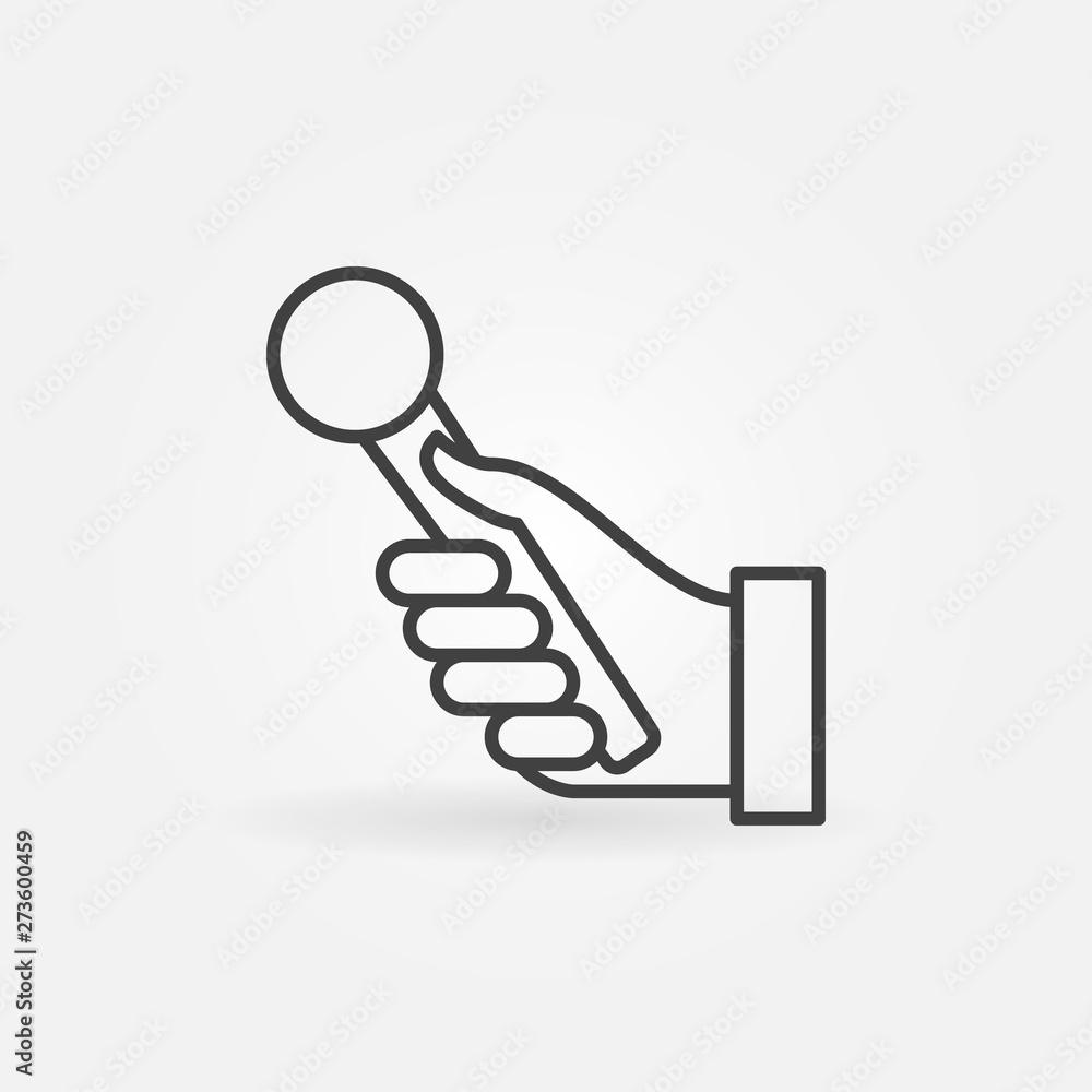 Poster mic in hand outline vector concept simple icon or design element