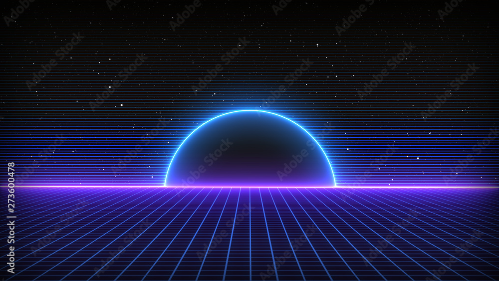 Canvas Prints retro sci-fi background futuristic landscape of the 80`s. digital cyber surface. suitable for design