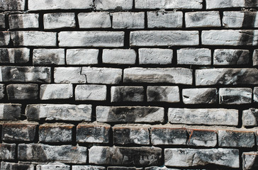 Grunge, gray dark, rough background. Brick wall on the street