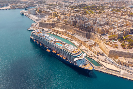 Cruise ship liner port of Valletta, Malta. Aerial view photo