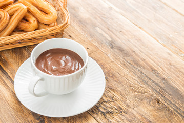 Churros with chocolat typical  sweet spanish