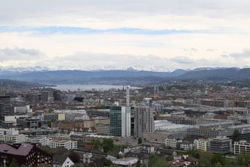 Zürich, Zürichsee und Berge, Blick vom Hönggerberg, Schweiz
