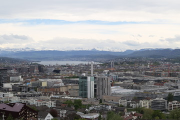 Obraz premium Zürich, Zürichsee und Berge, Blick vom Hönggerberg, Schweiz