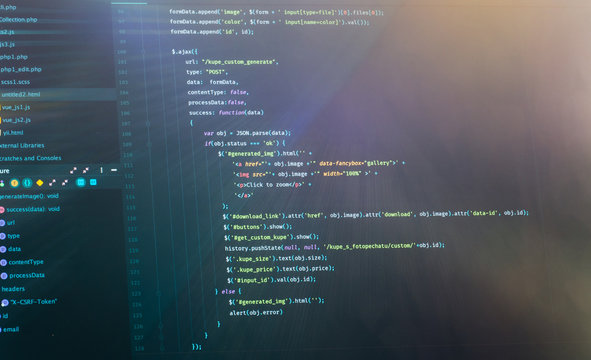 Computer engineering of web site in the code editor using javascript language