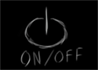 logo on, off on black background