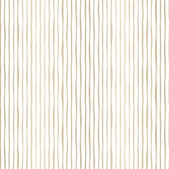 Deurstickers Verticale strepen Gouden dunne Hand getekende golvende ongelijke verticale strepen op witte Backrgound Vector naadloze patroon. Klassieke abstracte geo