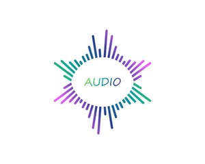 Audio sound wave logo template design vector