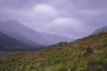 Fototapeta na wymiar Scottish Highlands Hills - Loch in Perthshire