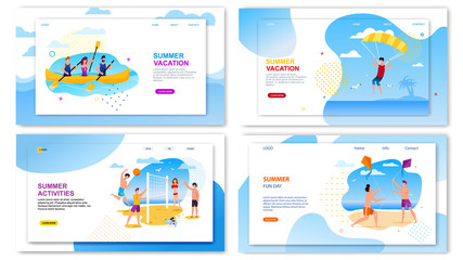 Obraz premium Tour Agency Landing Page Set Offer Fun Summer Time