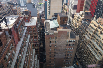 New York, Manhattan. Aerial view of skyscrapers, high angle view