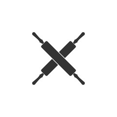 Crossed rolling pins icon isolated. Kitchen utensils and equipment. Flat design. Vector Illustration
