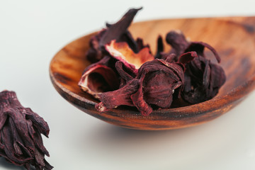 Heap of dried  tea leaves close up