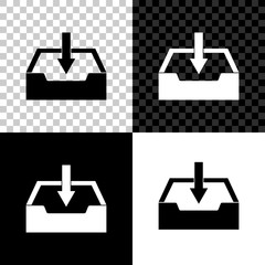 Obraz premium Download inbox icon isolated on black, white and transparent background. Vector Illustration