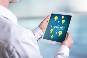 Creativity concept on a tablet