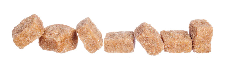 brown sugar cubes isolated on white background