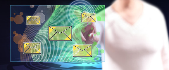 Woman touching an email concept