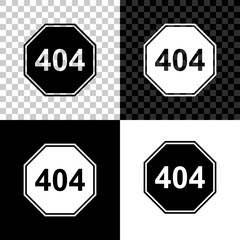 Page with a 404 error icon isolated on black, white and transparent background. Template reports that the page is not found. Vector Illustration