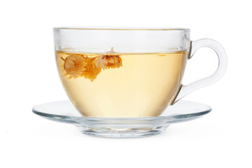 Glass tea cup isolated on white background