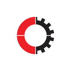 letter c geometric cog machine industrial logo vector