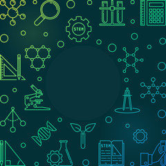 STEM Education vector concept outline colored frame or illustration on dark background