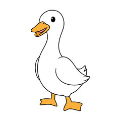 Cartoon White Duck Vector Illustration