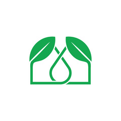simple linked leaf home shape logo vector