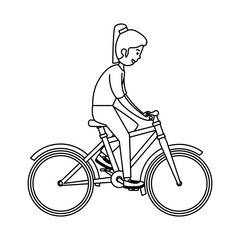 happy athletic girl ride bike