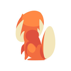 Cute Pomeranian Spitz, Funny Pet Dog Cartoon Character, View from Behind Vector Illustration