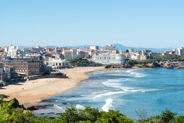 Fototapeta na wymiar The main beach of Biarritz. Basque Country of France.