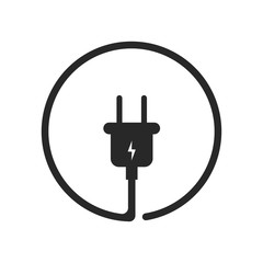 Plug icor for socket. Electric cable and adapter. Electrical concept device.
